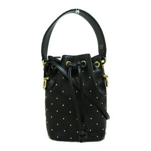 Fendi Montresor Shoulder Bag Leather Studs Black